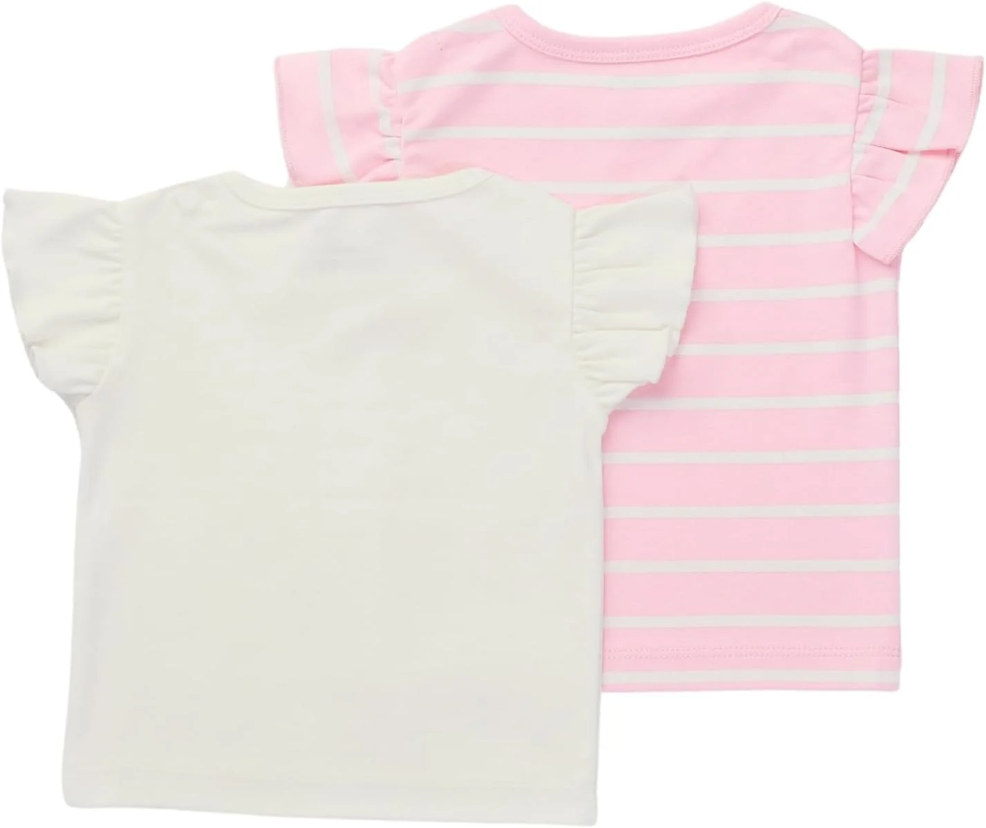 ست سه عددی تی‌شرت نخی دخترانه نوزادی Nuego، آستین کوتاه، یقه گرد، طرح راه راه چاپی مناسب نوزادان دختر 0 تا 24 ماه (صورتی، سفید)