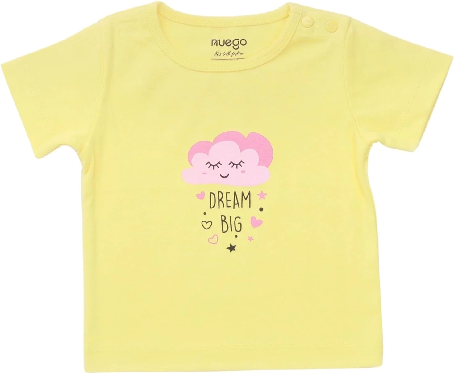 ست 3 عددی تیشرت نخی دخترانه نوزادی Nuego، آستین کوتاه، یقه گرد، طرح خال خالی برای نوزادان دختر 0-24 ماه (صورتی، سفید، زرد)