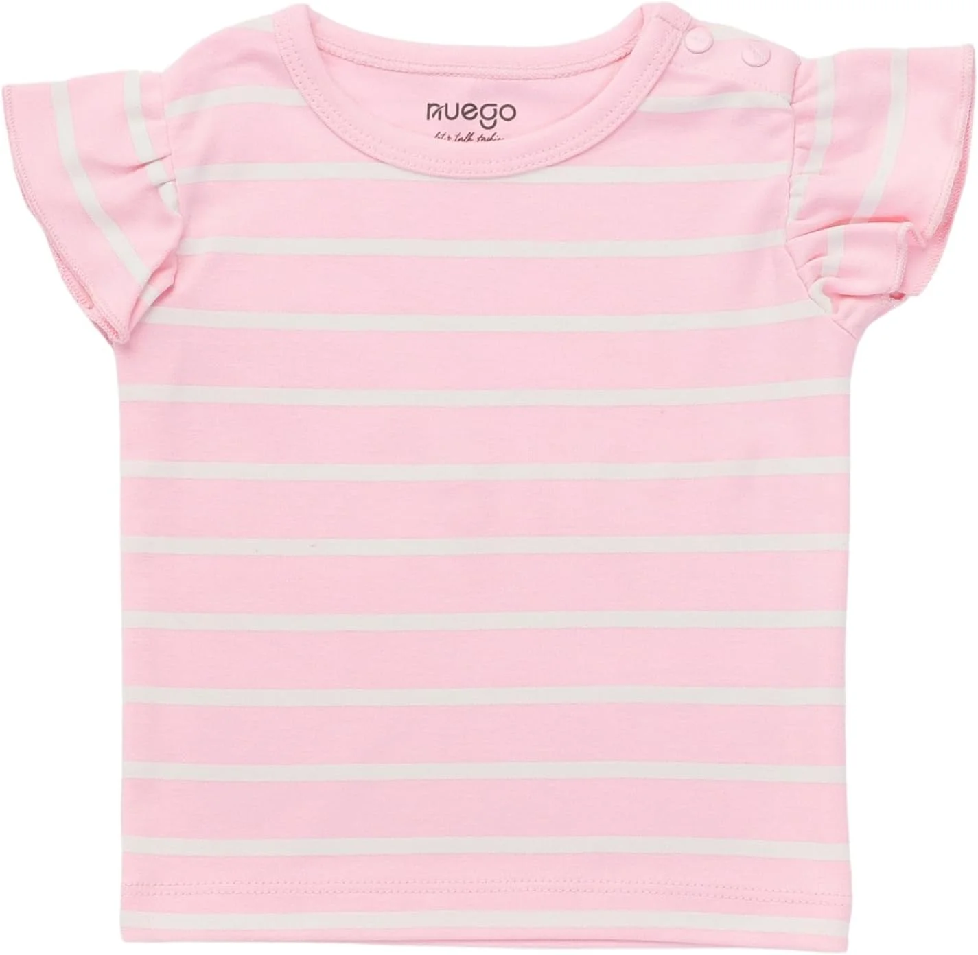 ست سه عددی تی‌شرت نخی دخترانه نوزادی Nuego، آستین کوتاه، یقه گرد، طرح راه راه چاپی مناسب نوزادان دختر 0 تا 24 ماه (صورتی، سفید)