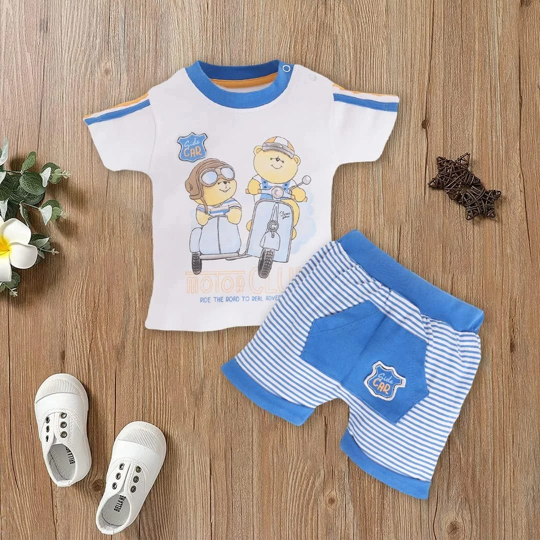 تی شرت نخی آستین کوتاه با شلوارک مناسب نوزاد دختر (سلطنتی)