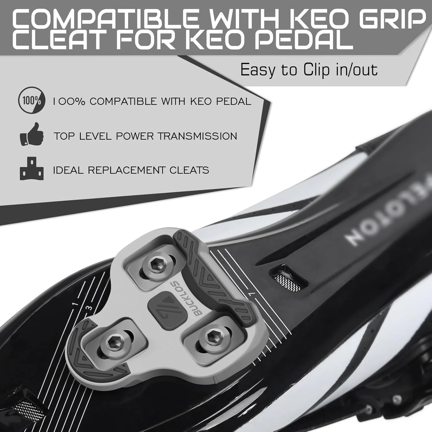 کفشک های دوچرخه BUCKLOS KEO Grip جایگزین، سازگار با پدال های جاده ای Look KEO - سطح ضد لغزش برای دوچرخه سواری چرخشی در داخل خانه و کفش های دوچرخه سواری جاده ای در فضای باز