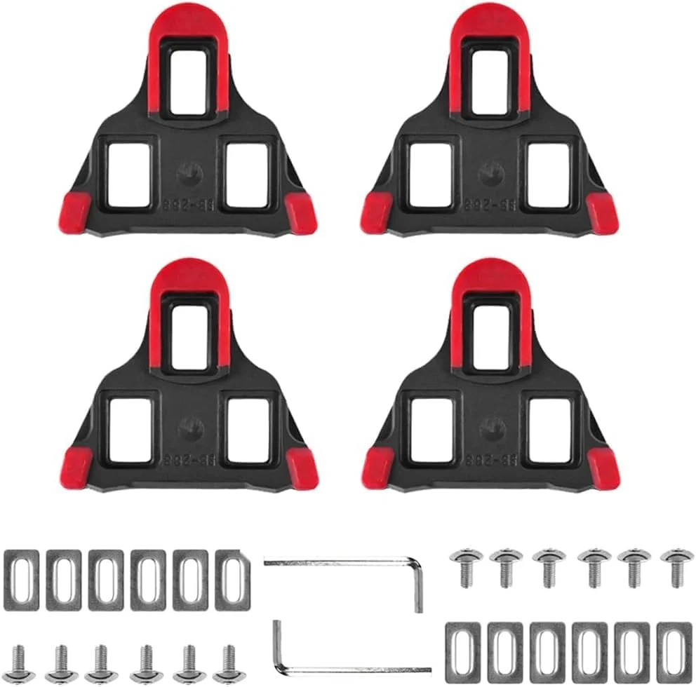 چهار عدد بست قفل پدال دوچرخه کورسی، سازگار با پدال‌های Shimano Speed-SL SM-SH10 SH11 SH12، بست خود قفل شونده برای دوچرخه سواری داخل و خارج از خانه، پدال دوچرخه برای دوچرخه‌های کورسی