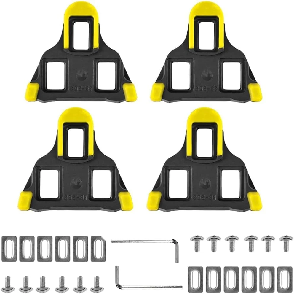 قفل رکاب دوچرخه جاده ای، مجموعه 4 عددی قفل رکاب و روکش پدال دوچرخه سواری، گیره های دوچرخه داخلی و خارجی سازگار با Shimano SPD-SL SM-SH10 SH11 SH12، قفل رکاب بادوام دوچرخه جاده ای برای مردان و زنان