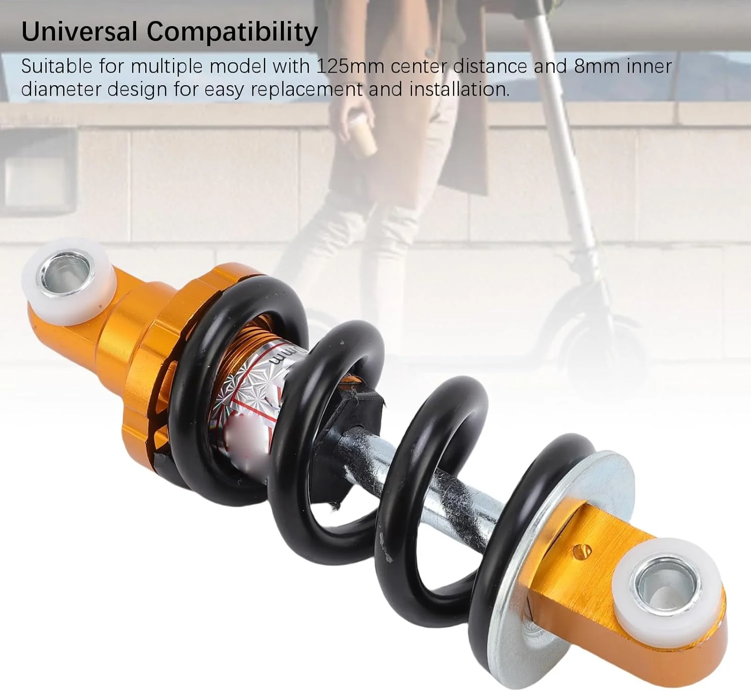 کمک فنر سوراندی، 125 میلی متر فاصله مرکز، آلیاژ آلومینیوم فولاد عقب اسکوتر، عملکرد بالا برای موتور سیکلت ATV اسکوتر آفرود (طلایی)