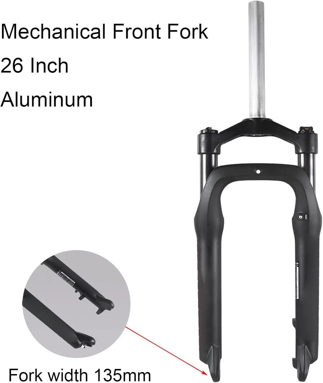دوشاخ جلو کمک فنر دار 26 اینچ با لاستیک 4.0 اینچی، توپی با فاصله 135 میلی متر، قفل دستی، فنر روغنی، مناسب برای دوچرخه کوهستان، کمک فنرهای آلیاژ آلومینیوم