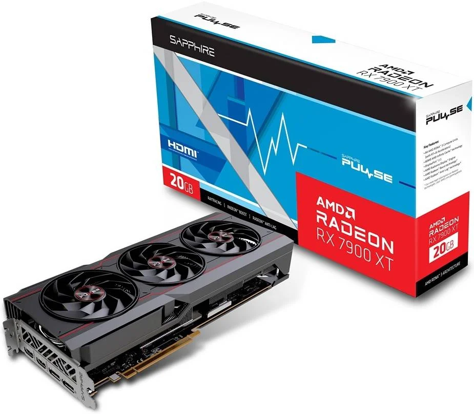کارت گرافیک گیمینگ SAPPHIRE PULSE AMD Radeon RX 7900 XT OC، حافظه 20 گیگابایتی DDR6 320 بیتی، کلاک تقویتی 2450 مگاهرتز، 5376 پردازنده جریانی، سرعت حافظه 20 گیگابیت بر ثانیه، PCI-E 4.0 x16، HDMI، DP | S88-1E471-120HA