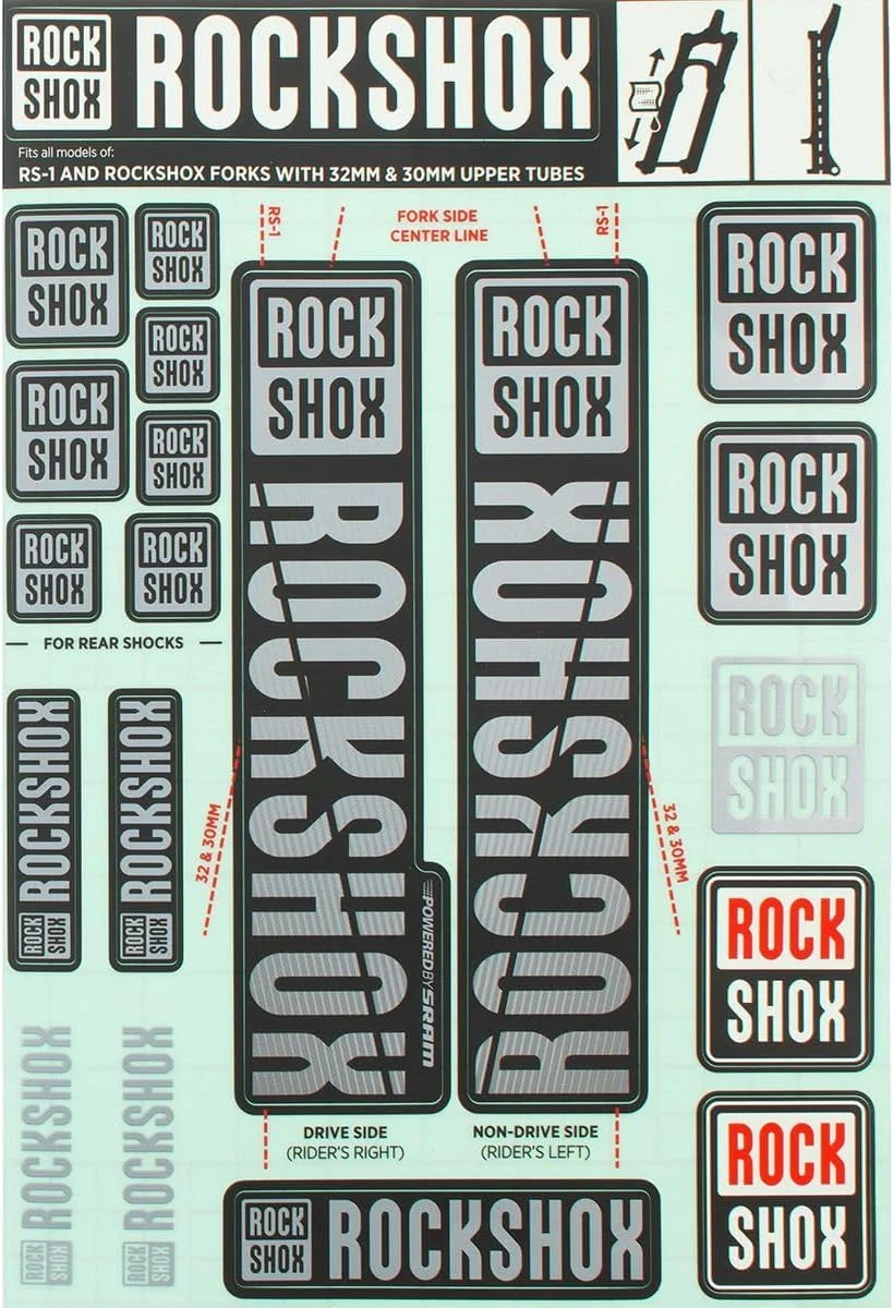 کیت برچسب RockShox، 30/32 میلی‌متر، کیت هماهنگ کننده رنگ خاکستری