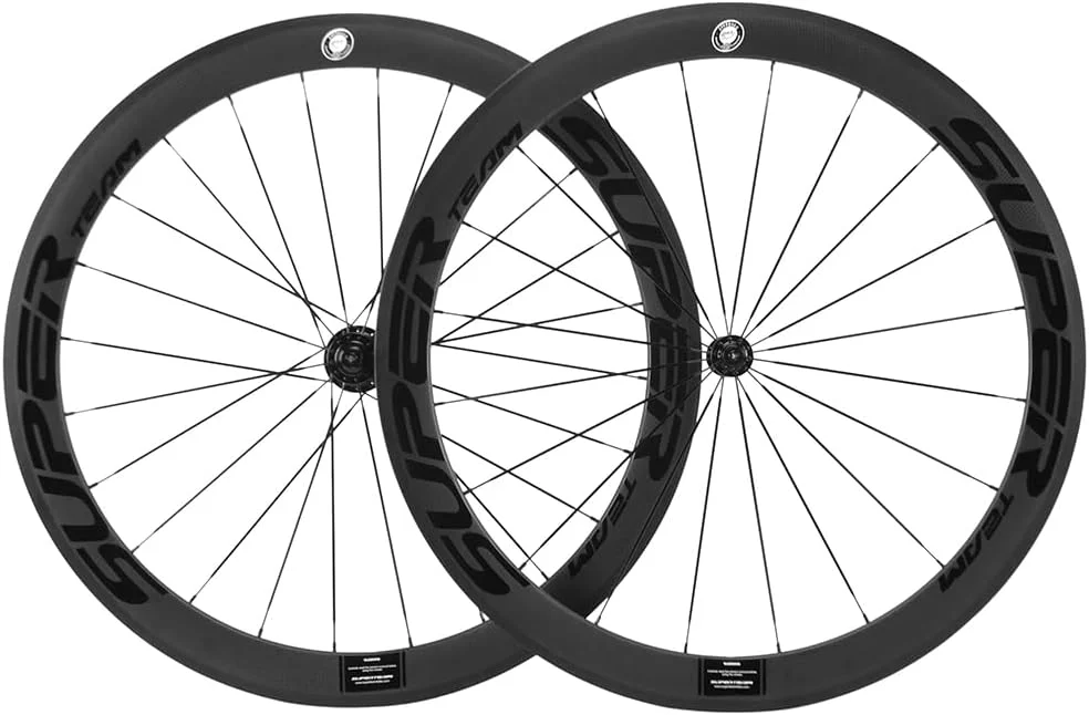 چرخ های دوچرخه جاده فیبر کربنی Superteam 700C مدل Clincher با پهنای 23 میلی متر و ارتفاع 50 میلی متر چرخ های دوچرخه جاده فیبر کربنی Superteam 700C مدل Clincher با پهنای 23 میلی متر و ارتفاع 50 میلی متر