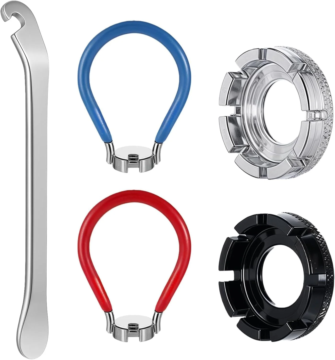 آچار پره دوچرخه یونیورسال، مجموعه 5 عددی آچار پره دوچرخه، کیت ابزار پره قابل حمل برای تنظیم کشش چرخ دوچرخه، ابزار حرفه ای نگهداری دوچرخه سواری (نقره ای)