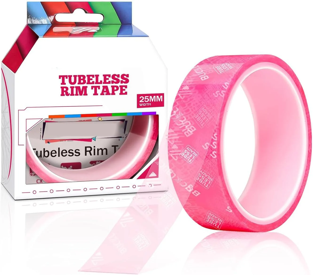 نوار تیوبلس رینگ برای دوچرخه‌های کوهستان، جاده و شن‌ریزه‌ای - عرض ۱۷/۱۹/۲۱/۲۳/۲۵/۲۸/۳۰/۳۲/۳۵ میلی‌متر × طول ۱۰ متر، سازگار با چرخ‌های کربنی، کیت تیوبلس برای تعمیر چرخ دوچرخه (۲۵ میلی‌متر)