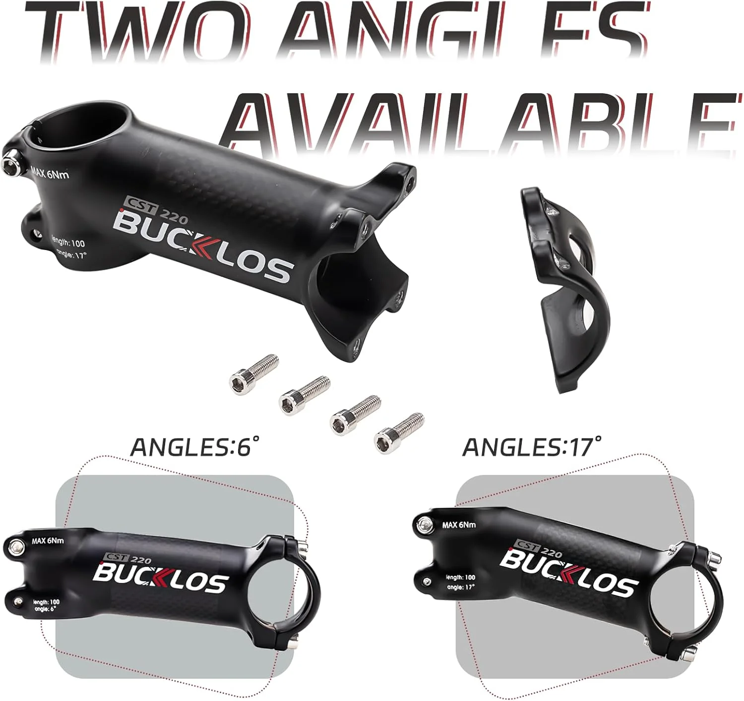 کرپی فرمان دوچرخه آلومینیومی-کربنی با قطر 31.8 میلی‌متر با زاویه 6/17 درجه و طول 60 تا 120 میلی‌متر، فوق سبک، مناسب برای مسابقات دوچرخه‌سواری، دوچرخه کورسی و دوچرخه