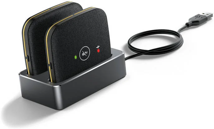 میکروفون توسعه بی سیم دکت دوتایی Yealink CPW65 برای CP965، زمان آماده به کار 11 روزه، صدای Optima HD، اتصال تا 20 متر، صفحه لمسی خازنی قطع صدا، حذف اکو، فناوری DECT، مشکی | CPW65