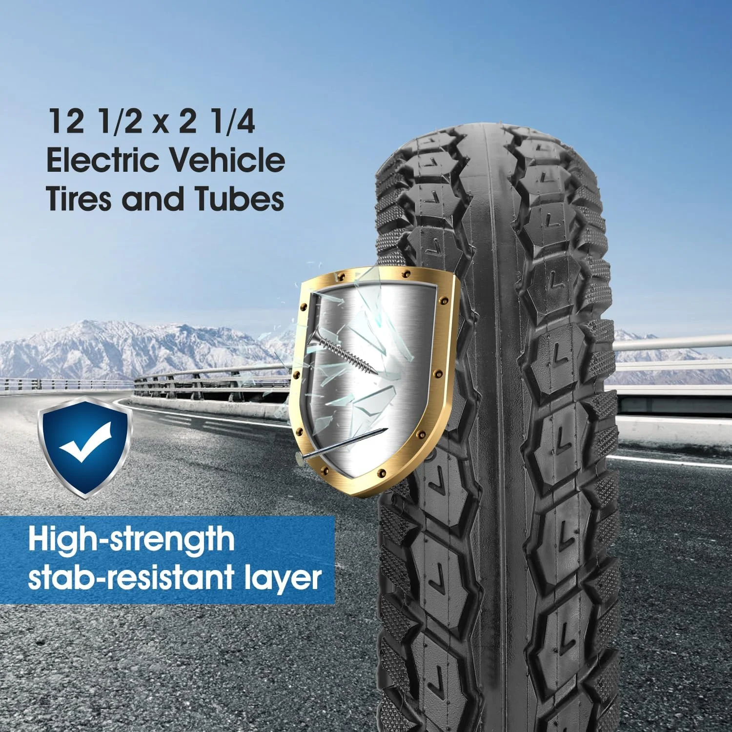 مجموعه تایر و تیوب داخلی سنگین 12.5x2.25 (12-1/2 x2-1/4) با والف زاویه دار برای اسکوترهای برقی Razor Pocket Mod، Currie، Schwinn، GT، IZIP، eZip (دو عدد)