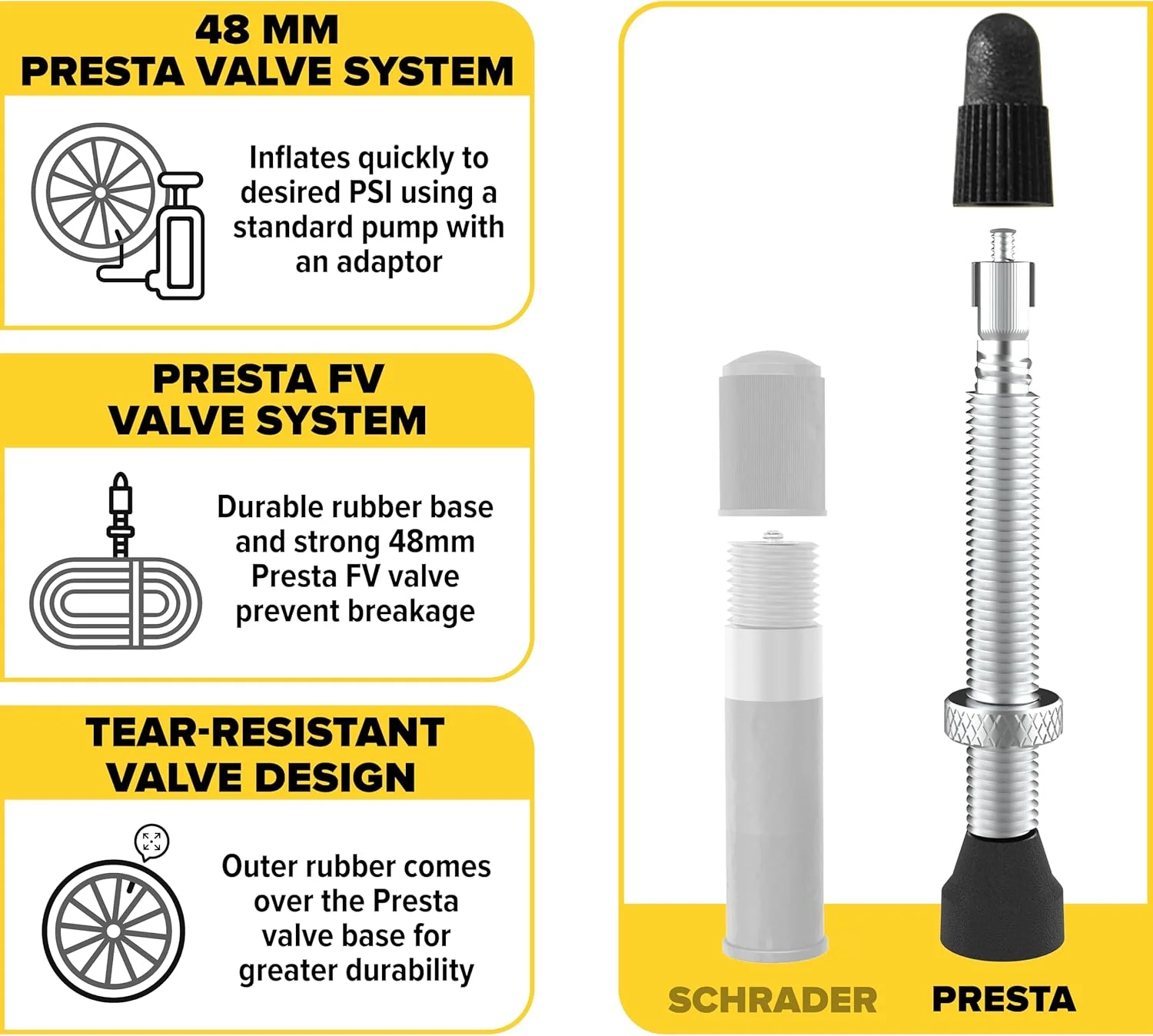 تیوب دوچرخه التراورس برای سایزهای 700x23-25c، 700x35-43c، و چرخ های 28 اینچی با والف پرستا 48 میلی متری - تیوب های لاستیک بوتیل برای دوچرخه های جاده و شن - شامل 2 عدد تیوب به همراه 2 اهرم تایر