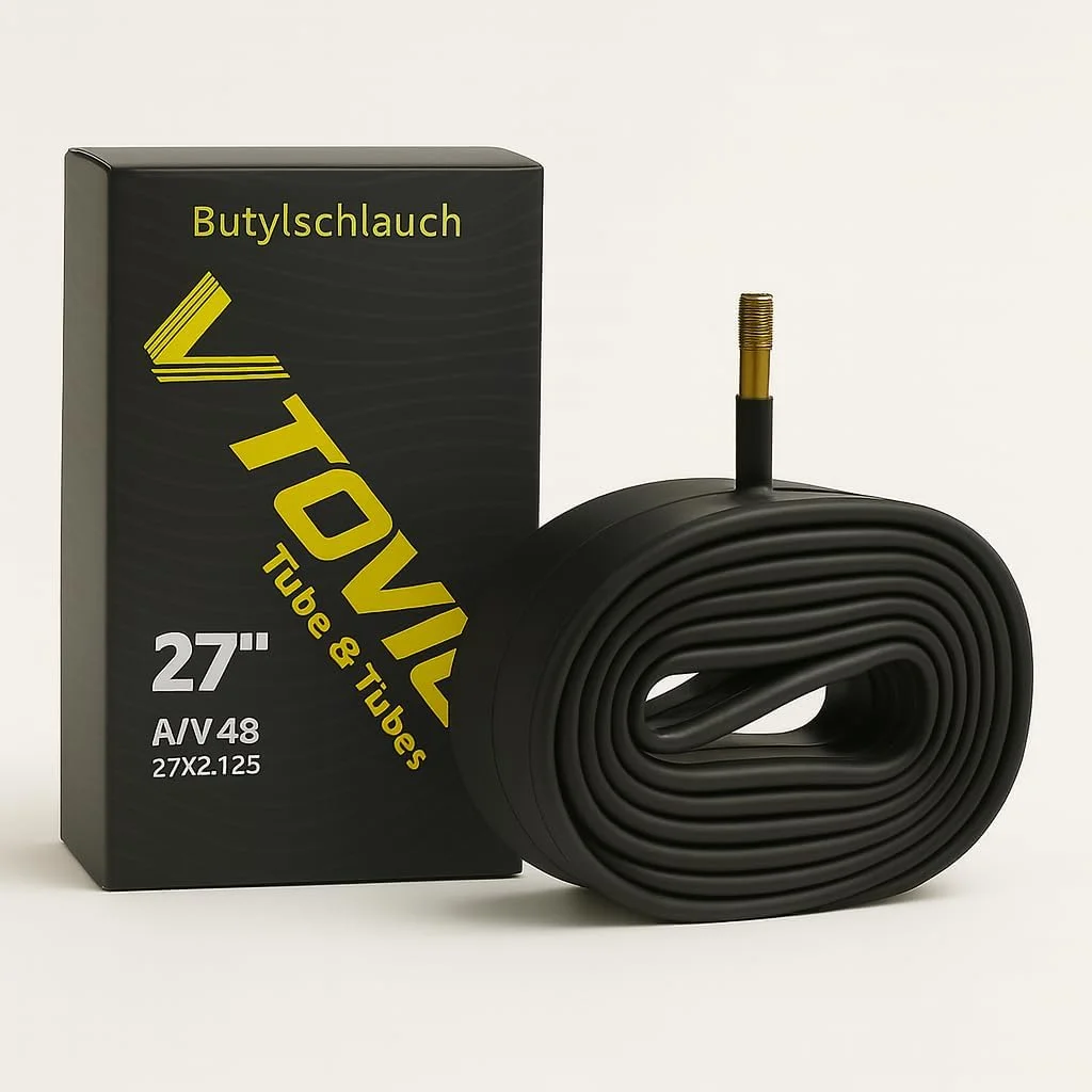 تیوب دوچرخه وی-توویک سایز ۲۷ اینچ، ۲۷x۲.۱۲۵ با والف شرادر AV48 – تیوب لاستیکی بادوام بوتیل برای دوچرخه‌های کوهستانی، کورسی و ویلچر – تیوب جایگزین مقاوم در برابر پنچری