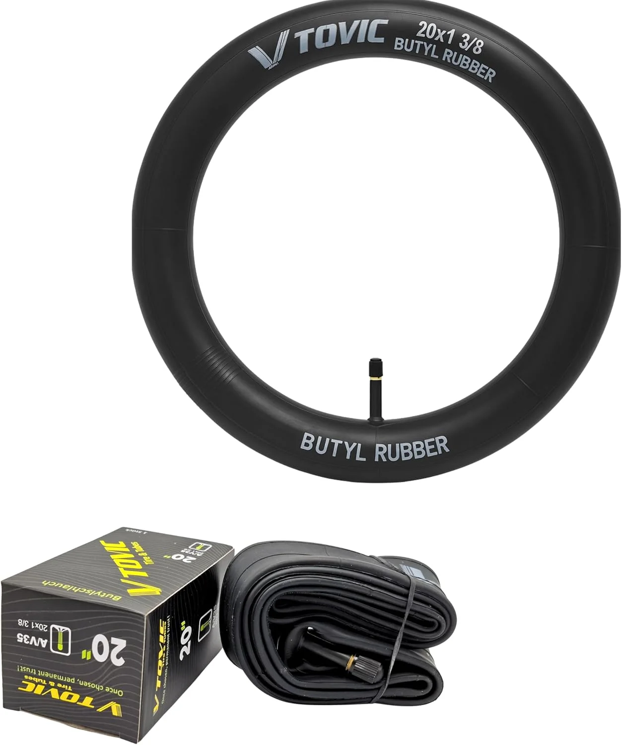 تیوب دوچرخه 20x1 3/8 اینچ – والف شردر AV35، تیوب جایگزین لاستیک بوتیل برای دوچرخه های شهری، جاده ای، کودکان، کوهستانی و BMX – بادوام و مقاوم در برابر پنچری – بسته 1 عددی