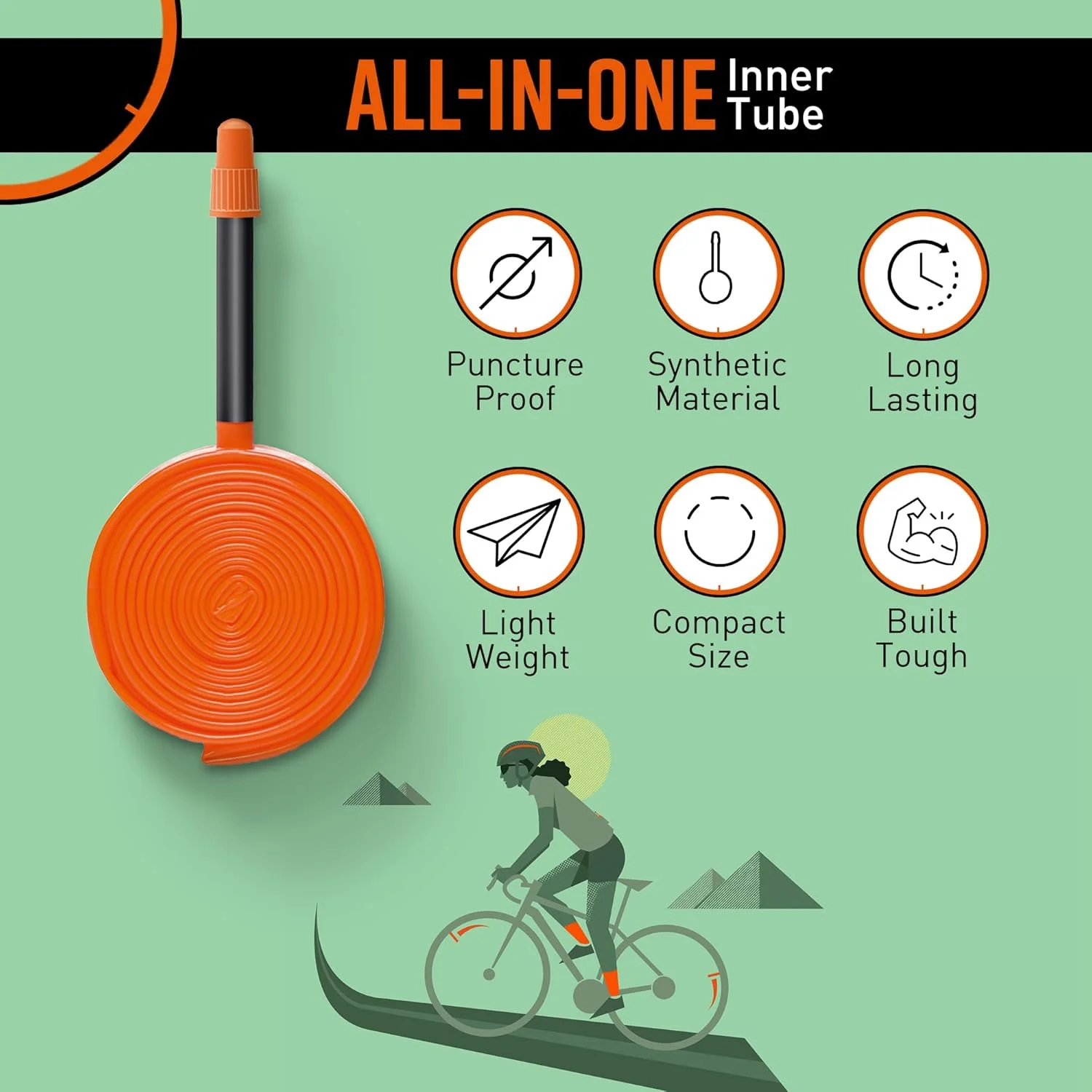 تیوب توبولیتو Road 700C x 18-32mm | سبک، قوی و جمع و جور | سازگار با ترمز دیسکی و طوقه | محافظت دو برابر در برابر پنچری