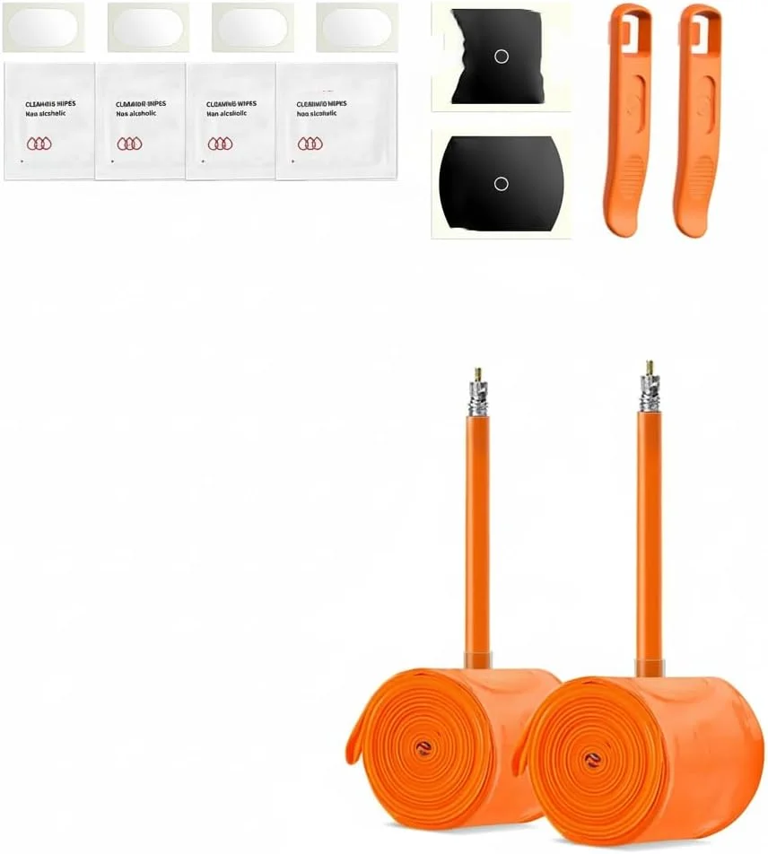 تیوب داخلی دوچرخه 700C، TPU فوق سبک 30 گرمی برای لاستیک های دوچرخه جاده ای 28 اینچی، والف پرستا 65 میلی متری، مناسب برای 700x18-32C، شامل کیت تعمیر وصله و اهرم های لاستیک برای دوچرخه سواری، بسته 2 عددی