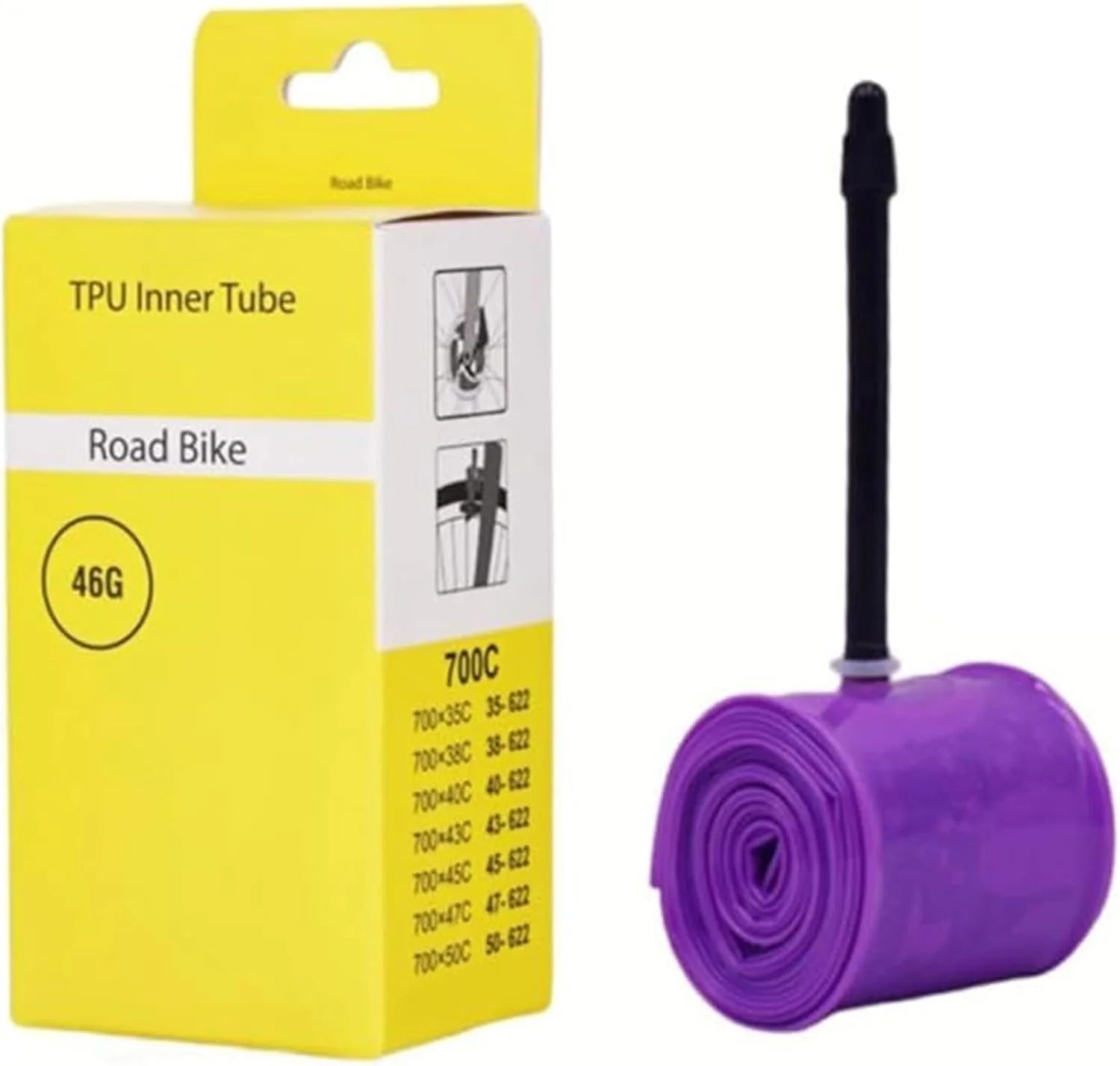 تیوب داخلی دوچرخه فوق سبک TPU، تیوپ داخلی دوچرخه فوق سبک TPU سازگار با لاستیک دوچرخه جاده 700x23C/25C/28C/35C/40C