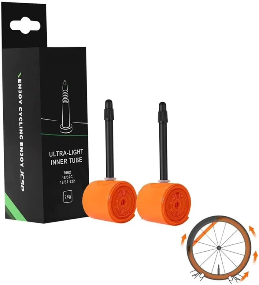 دو عدد تیوب داخلی دوچرخه TPU، فوق سبک، سازگار با سایزهای 700×18C/700×23C/700×25C/700×28C/700×30C/700×32C، تیوب فوق سبک مناسب دوچرخه های جاده ای با والف 45 میلی متری دو عدد تیوب داخلی دوچرخه TPU، فوق سبک، سازگار با سایزهای 700×18C/700×23C/700×25C/700×28C/700×30C/700×32C، تیوب فوق سبک مناسب دوچرخه های جاده ای با والف 45 میلی متری