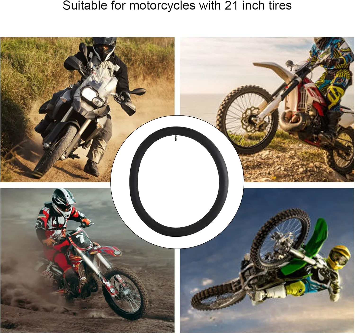 تیوب داخلی لاستیکی ۲.۷۵/۳.۰۰-۲۱ مقاوم Sorandy برای موتورسیکلت های آفرود، جذب شوک برای ایمنی، والف مستقیم، مناسب برای موتورسیکلت های ۲۱ اینچی