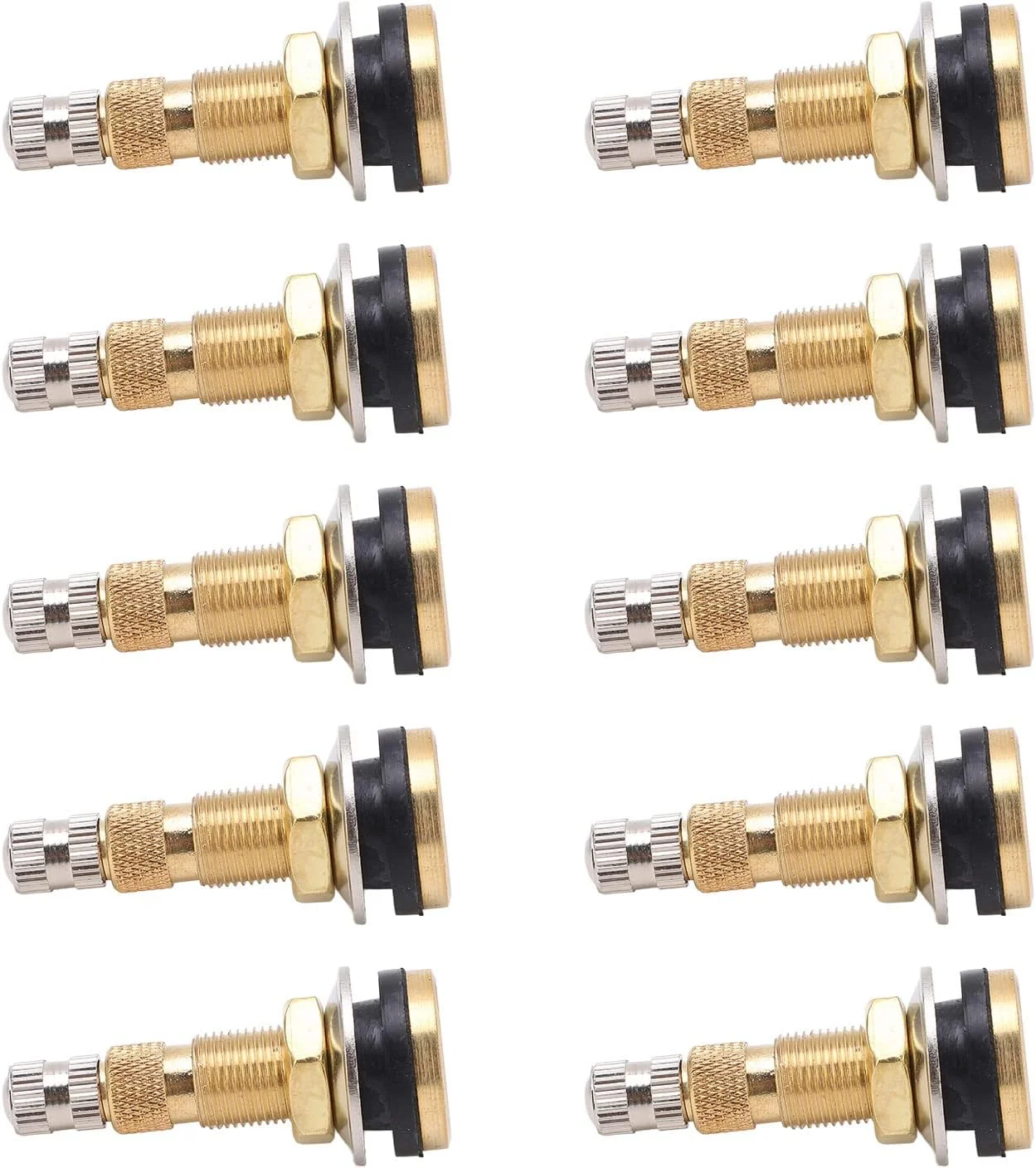 ساقه والف تیوبلس لاستیک برنجی Sorandy TR618A با طول 1 7/8 اینچ برای تراکتور، 10 عدد، مقاوم در برابر زنگ زدگی و سایش ساقه والف تیوبلس لاستیک برنجی Sorandy TR618A با طول 1 7/8 اینچ برای تراکتور، 10 عدد، مقاوم در برابر زنگ زدگی و سایش