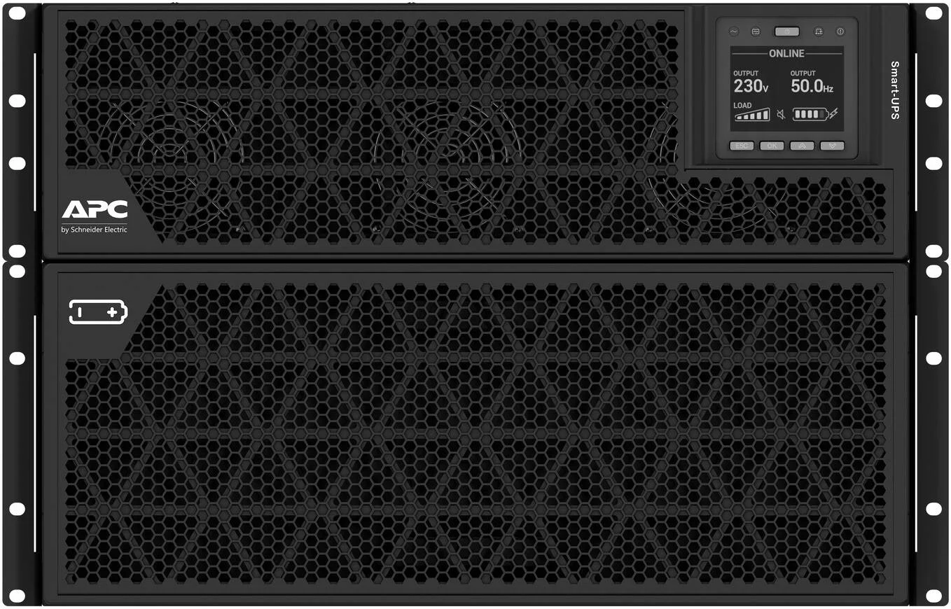 APC Smart-UPS RT On-Line رک/تاور 20kVA، توان 20kW، ولتاژ ورودی 230V/380V...415V، سیم سخت 5 (3P+N+E)+3 سیم (1P+N+E)، کارت شبکه، فرکانس 50/60Hz ± 4 Hz، RS232 / RJ45 & USB-B، مشکی | SRTG20KXLI APC Smart-UPS RT On-Line رک/تاور 20kVA، توان 20kW، ولتاژ ورودی 230V/380V...415V، سیم سخت 5 (3P+N+E)+3 سیم (1P+N+E)، کارت شبکه، فرکانس 50/60Hz ± 4 Hz، RS232 / RJ45 & USB-B، مشکی | SRTG20KXLI