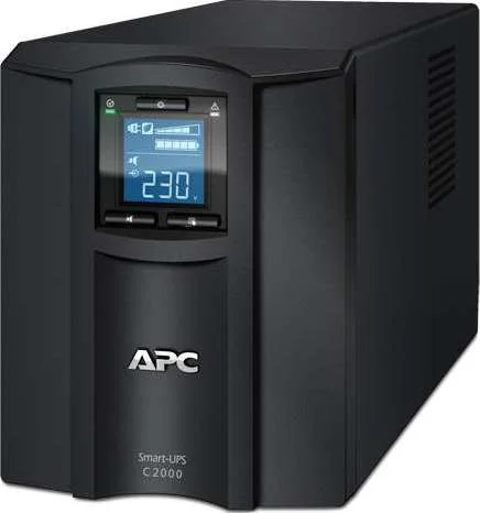 منبع تغذیه بدون وقفه APC Smart-UPS C، توان نامی 2000VA / 1300W، ولتاژ 230 LCD، نوع اتصال ورودی IEC 320 C20، واحد رک 0U، زمان باتری 3 ساعت، مشکی | SMC2000I