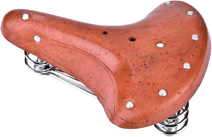 زین دوچرخه کوهستان قدیمی Sorandy با فنرهای جذب کننده ضربه، طراحی ارگونومیک پهن برای میله های استاندارد جهانی، ساخته شده با چرم PU بادوام و راحت