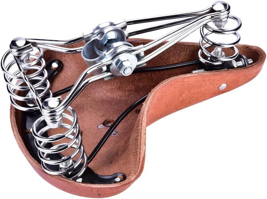 زین دوچرخه کوهستان قدیمی Sorandy با فنرهای جذب کننده ضربه، طراحی ارگونومیک پهن برای میله های استاندارد جهانی، ساخته شده با چرم PU بادوام و راحت زین دوچرخه کوهستان قدیمی Sorandy با فنرهای جذب کننده ضربه، طراحی ارگونومیک پهن برای میله های استاندارد جهانی، ساخته شده با چرم PU بادوام و راحت