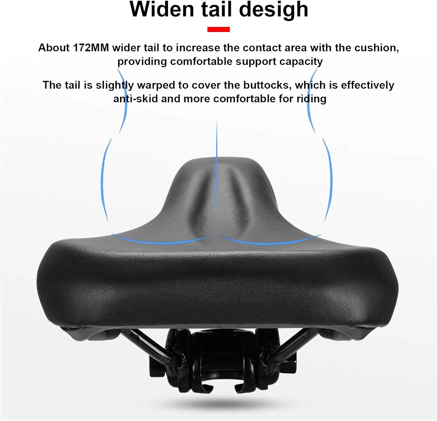 زین دوچرخه Keenso، طراحی ارگونومیک برای دوچرخه کوهستان، چرم PU جاذب ضربه، فرورفتگی میانی، سواری راحت برای لوله دوتایی و گیره ای