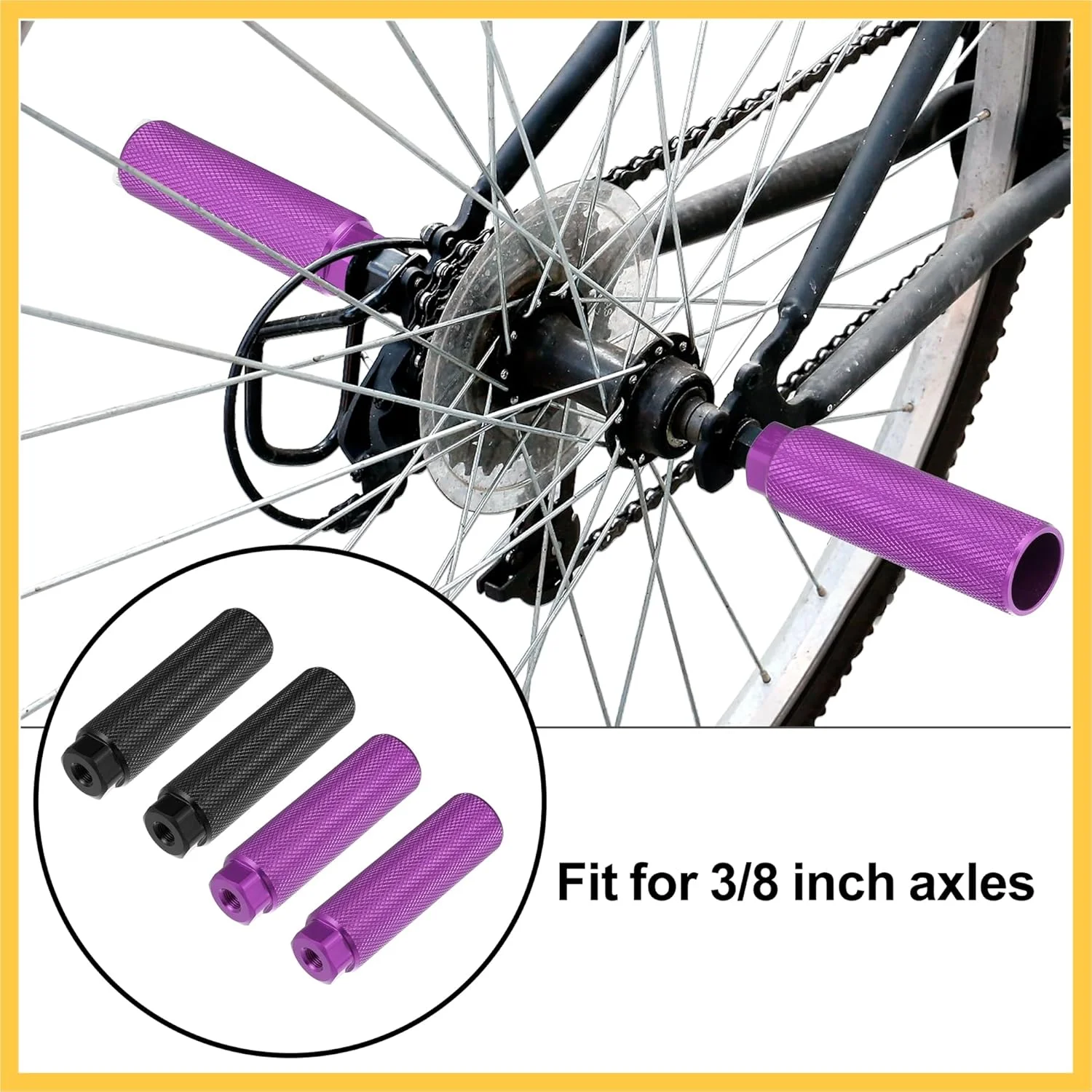 ۲ جفت پدال زیرپایی آلیاژ آلومینیوم یونیورسال ۱۰۰x۲۸ میلی‌متری مناسب برای دوچرخه‌های BMX و MTB با محور ۳/۸ اینچ - مشکی و بنفش