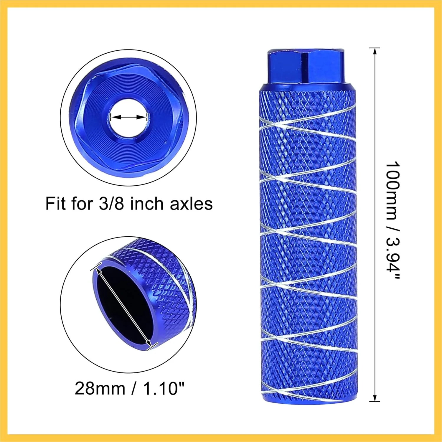 یک جفت پدال زیرپایی عقب محور برای دوچرخه BMX MTB مناسب محورهای 3/8 اینچی، جنس بادوام، قطعات جایگزین خودرو، آبی