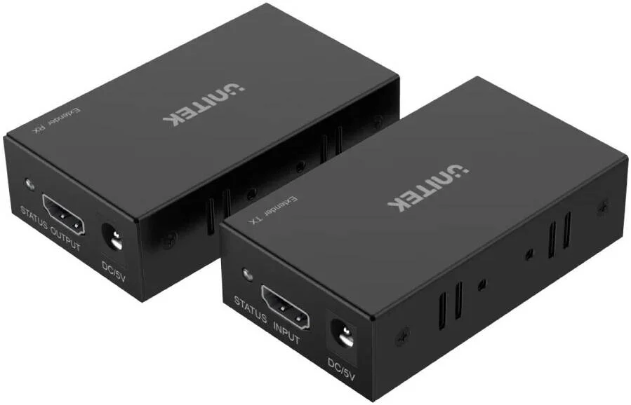 اکستندر HDMI از طریق اترنت یونیتک، تا رزولوشن 1080P، نشانگرهای LED، منبع تغذیه DC5V/1A، پشتیبانی از عمق رنگ 8Bit/10Bit/12Bit، نصب آسان، طول کابل 150 متر، مشکی | V101A-US اکستندر HDMI از طریق اترنت یونیتک، تا رزولوشن 1080P، نشانگرهای LED، منبع تغذیه DC5V/1A، پشتیبانی از عمق رنگ 8Bit/10Bit/12Bit، نصب آسان، طول کابل 150 متر، مشکی | V101A-US