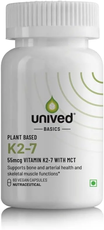 یونیود بیسیکس K2-7 | K2-7 گیاهی به عنوان مناکینون-7 (MenaquinGold) | سلامت استخوان، شریان و عضلات اسکلتی | 60 کپسول گیاهی