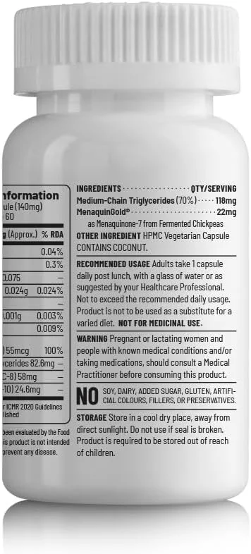 یونیود بیسیکس K2-7 | K2-7 گیاهی به عنوان مناکینون-7 (MenaquinGold) | سلامت استخوان، شریان و عضلات اسکلتی | 60 کپسول گیاهی