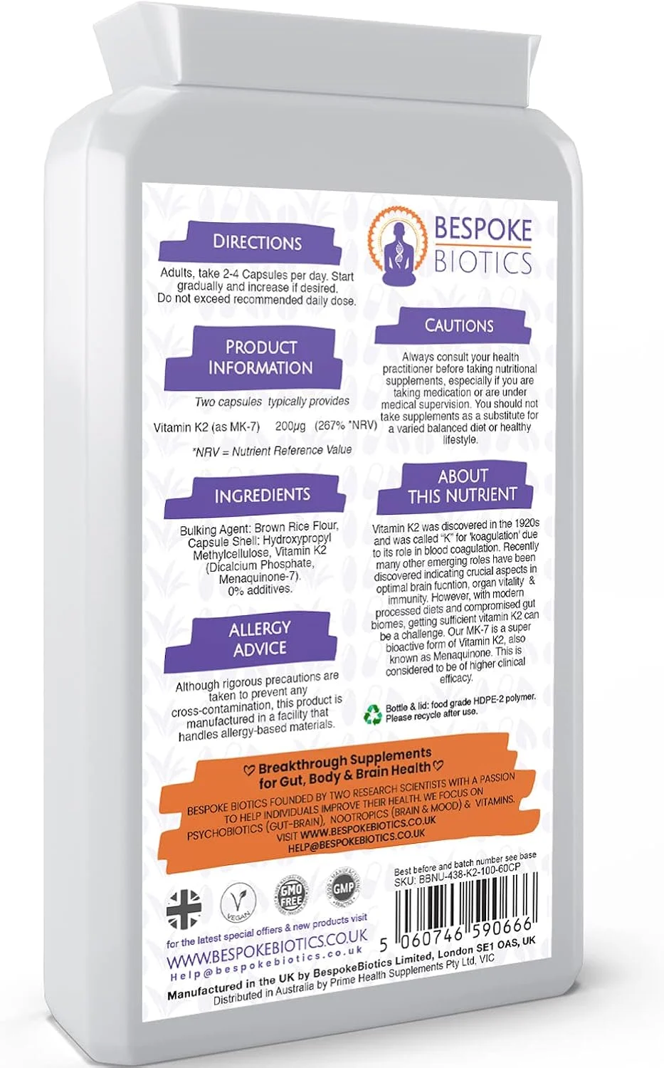 کپسول های ویتامین K2 MK7-60 با بلع آسان - Intraplant Pro | سنتز پروتئین | وگان | سلامت استخوان - شکستگی | خون دماغ | قلب | بهتر از مناکینون K2 MK4 | دوز ایمن ساخت انگلستان