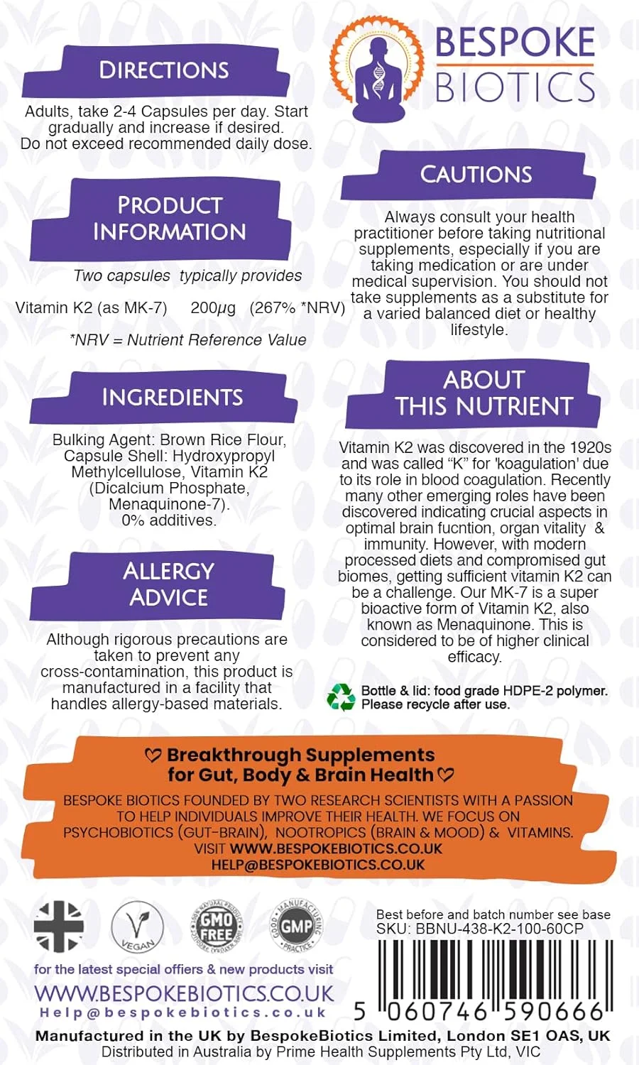 کپسول های ویتامین K2 MK7-60 با بلع آسان - Intraplant Pro | سنتز پروتئین | وگان | سلامت استخوان - شکستگی | خون دماغ | قلب | بهتر از مناکینون K2 MK4 | دوز ایمن ساخت انگلستان