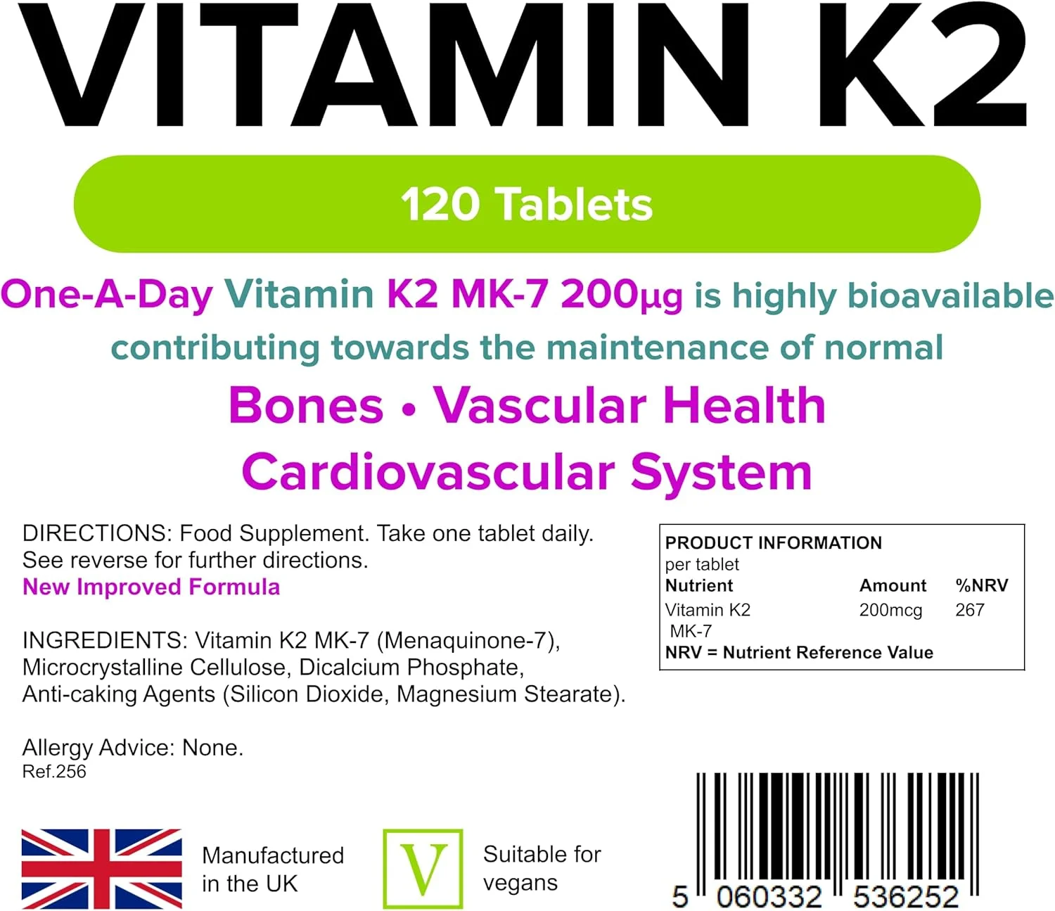 لیندنز ویتامین K2 100 میکروگرم 120 قرص گیاهی مناکینون MK-7