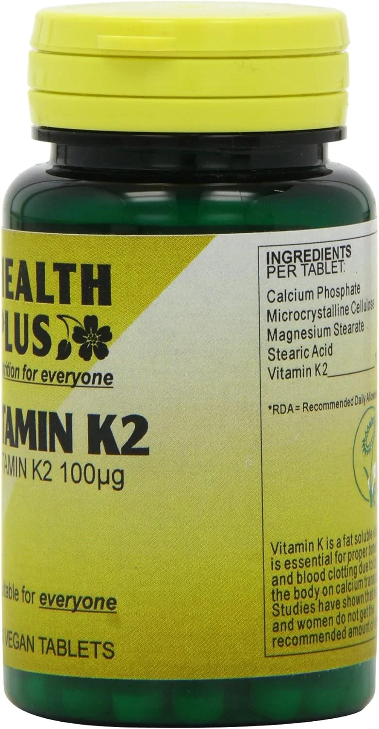 مکمل ویتامین K2 هلث پلاس ۱۰۰ میکروگرم، مکمل سلامت مفاصل و استخوان - ۶۰ قرص