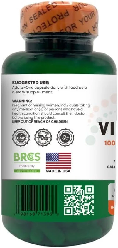 کپسول های گیاهی ویتامین K-2 (MK7) H4U، پشتیبانی از سلامت استخوان، 100 میکروگرم، 60 عدد