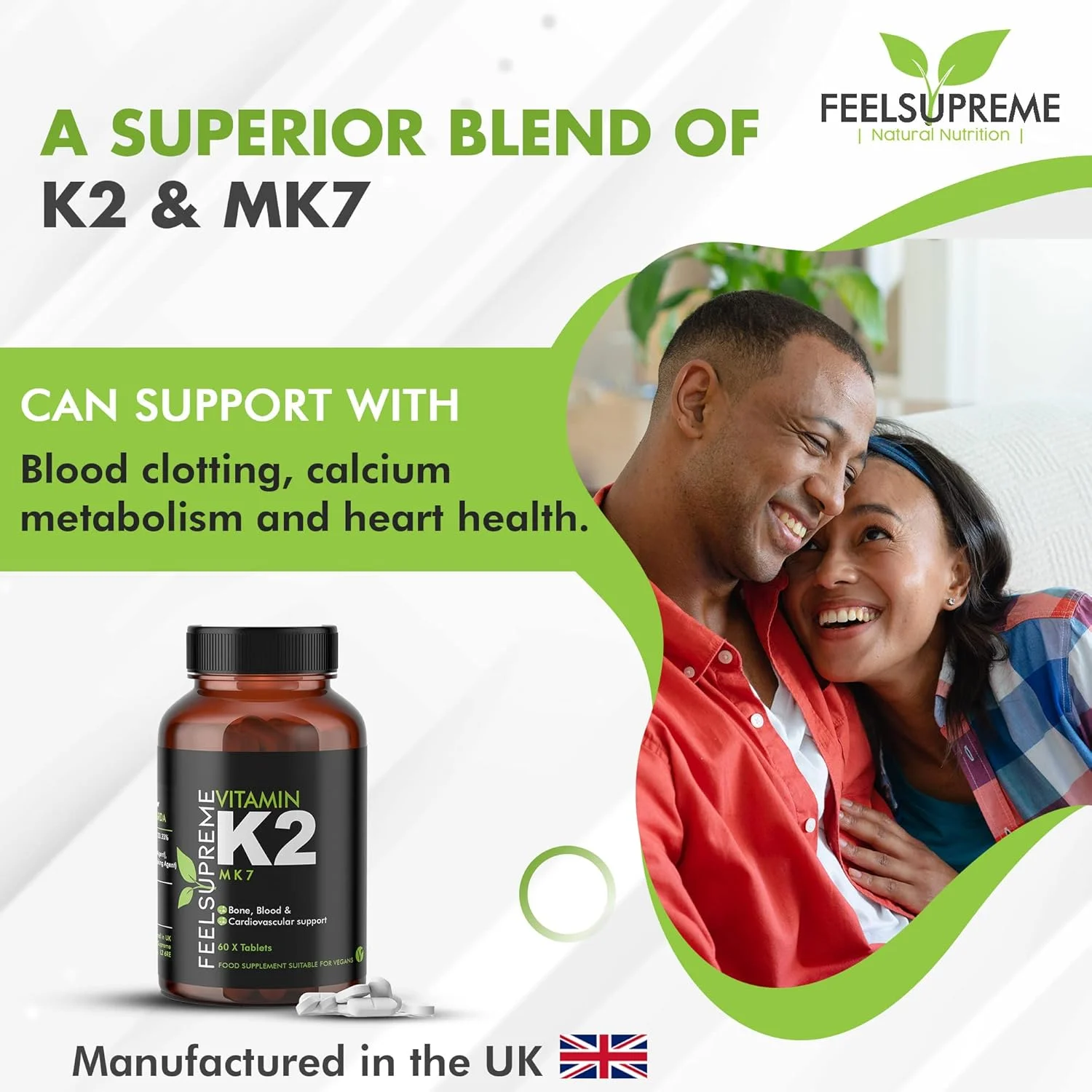 ویتامین K2 (MK7) - 100 میکروگرم 60 قرص. مقدار مصرف توصیه شده: 1 قرص در روز. ویتامین K پروتئین هایی را فعال می کند که در لخته شدن خون، متابولیسم کلسیم و سلامت قلب نقش دارند. یکی از مهمترین عملکردهای آن تنظیم رسوب کلسیم است. به عبارت دیگر، کلسیفیکاسیون استخوان ها را تقویت می کند و از کلسیفیکاسیون عروق خونی و کلیه ها جلوگیری می کند. برخی از دانشمندان پیشنهاد کرده اند که نقش های ویتامین K1 و K2 کاملاً متفاوت است و بسیاری احساس می کنند که باید به عنوان مواد مغذی جداگانه طبقه بندی شوند. این ایده توسط یک مطالعه حیوانی پشتیبانی می شود که نشان می دهد ویتامین K2 کلسیفیکاسیون عروق خونی را کاهش می دهد در حالی که ویتامین K1 این کار را نمی کند. مطالعات کنترل شده در افراد همچنین نشان می دهد که مکمل های ویتامین K2 به طور کلی سلامت استخوان و قلب را بهبود می بخشند، در حالی که ویتامین K1 فواید قابل توجهی ندارد. مواد تشکیل دهنده: ویتامین K2 MK7 Menaq7 (MK7)، میکرو کریستالین سلولز (عامل حجیم کننده)، دی کلسیم فسفات (عامل حجیم کننده)، دی اکسید سیلیکون (عامل ضد کیک)، منیزیم استئارات (عامل ضد کیک). ویتامین K2 (MK7) - 100 میکروگرم 60 قرص. مقدار مصرف توصیه شده: 1 قرص در روز. ویتامین K پروتئین هایی را فعال می کند که در لخته شدن خون، متابولیسم کلسیم و سلامت قلب نقش دارند. یکی از مهمترین عملکردهای آن تنظیم رسوب کلسیم است. به عبارت دیگر، کلسیفیکاسیون استخوان ها را تقویت می کند و از کلسیفیکاسیون عروق خونی و کلیه ها جلوگیری می کند. برخی از دانشمندان پیشنهاد کرده اند که نقش های ویتامین K1 و K2 کاملاً متفاوت است و بسیاری احساس می کنند که باید به عنوان مواد مغذی جداگانه طبقه بندی شوند. این ایده توسط یک مطالعه حیوانی پشتیبانی می شود که نشان می دهد ویتامین K2 کلسیفیکاسیون عروق خونی را کاهش می دهد در حالی که ویتامین K1 این کار را نمی کند. مطالعات کنترل شده در افراد همچنین نشان می دهد که مکمل های ویتامین K2 به طور کلی سلامت استخوان و قلب را بهبود می بخشند، در حالی که ویتامین K1 فواید قابل توجهی ندارد. مواد تشکیل دهنده: ویتامین K2 MK7 Menaq7 (MK7)، میکرو کریستالین سلولز (عامل حجیم کننده)، دی کلسیم فسفات (عامل حجیم کننده)، دی اکسید سیلیکون (عامل ضد کیک)، منیزیم استئارات (عامل ضد کیک).