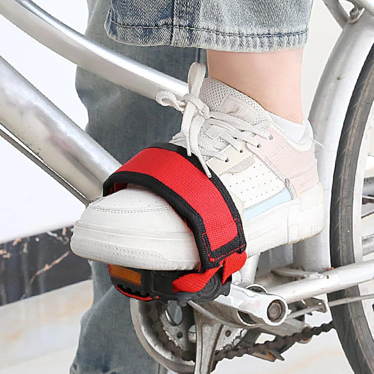 بند رکاب دوچرخه، کمربند نایلونی قابل تنظیم - گیره انگشتی رکاب - مناسب بزرگسالان مردان زنان دوچرخه تاشو جاده کوهستان ورزش های فضای باز باشگاه سفر طولانی ماجراجویی خانه