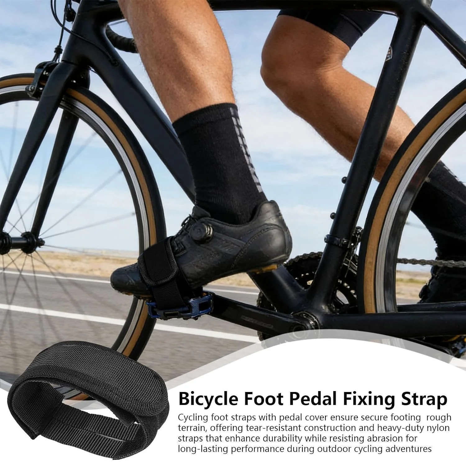 بند رکاب دوچرخه - لوازم جانبی دوچرخه نایلونی - بند پا برای دوچرخه ثابت، مناسب برای بزرگسالان، مردان، زنان، دوچرخه تاشو، جاده، کوهستان، ورزش های فضای باز، باشگاه، سفرهای طولانی و استفاده در خانه
