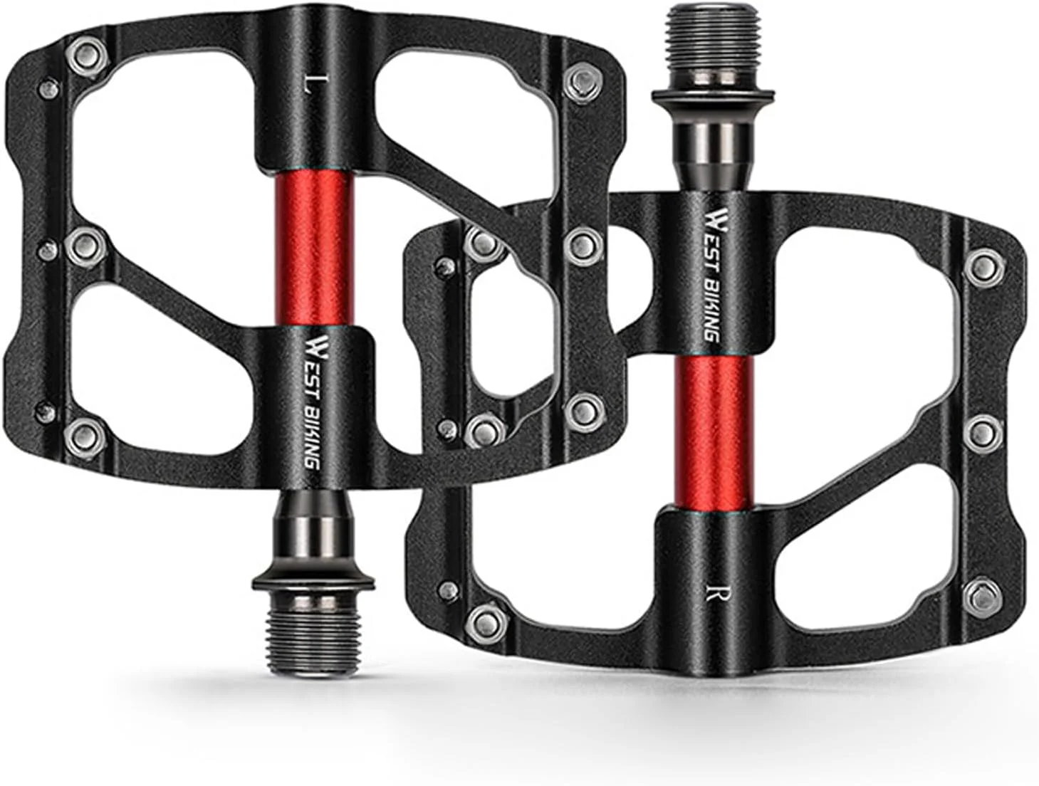 پدال دوچرخه کوهستان موریلیان، پدال های تخت دوچرخه آلیاژ آلومینیوم با 3 بلبرینگ مهر و موم شده و 12 پین ضد لغزش برای دوچرخه کوهستان و جاده
