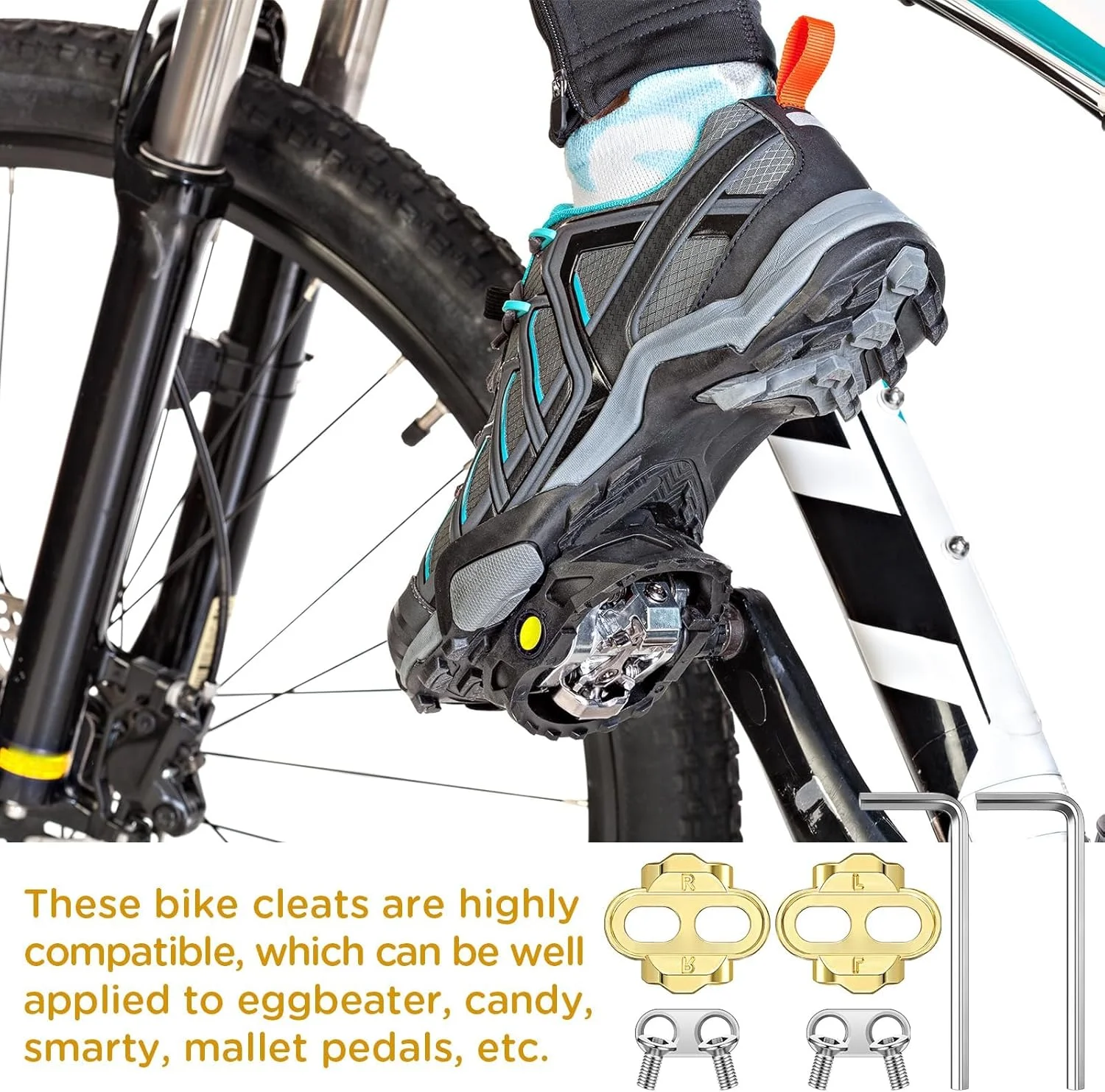 MAKINGTEC 4 عدد بست پدال دوچرخه به همراه 2 آچار آلن برای کفش های MTB سازگار با پدال های Eggbeater Candy Mallet Smarty