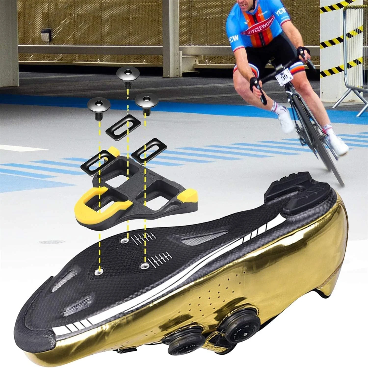 گیره های پدال دوچرخه کورسی Joyzzz، ست 4 عددی گیره پدال دوچرخه سواری داخل و خارج از منزل، ست گیره و روکش پدال دوچرخه، تجهیزات دوچرخه سواری سازگار با Shimano Speed-SL SM-SH10 SH11 SH12