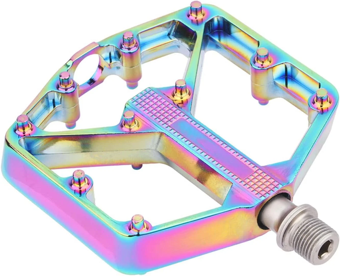 پدال دوچرخه KASTWAVE، پدال دوچرخه آلیاژ آلومینیوم، پدال دوچرخه کوهستان با میخ های ضد لغزش قابل جابجایی برای دوچرخه جاده/کوهستان، هدیه برای علاقه مندان به دوچرخه سواری (رنگی)
