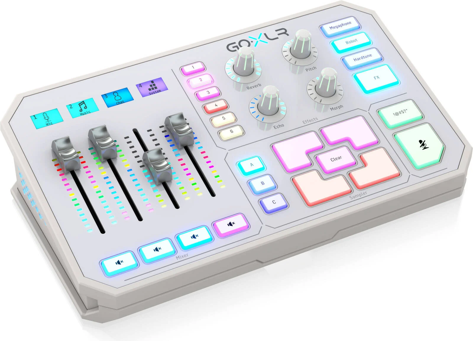 میکسر استودیویی تولید پادکست TC-Helicon Go XLR، میکسر 4 کاناله، پری امپ Midas با کیفیت استودیویی، کنترل کامل نورپردازی RGB، فیدرهای موتوری، پری امپ میکروفون Midas با نویز کم، سفید | GoXLR-WH میکسر استودیویی تولید پادکست TC-Helicon Go XLR، میکسر 4 کاناله، پری امپ Midas با کیفیت استودیویی، کنترل کامل نورپردازی RGB، فیدرهای موتوری، پری امپ میکروفون Midas با نویز کم، سفید | GoXLR-WH