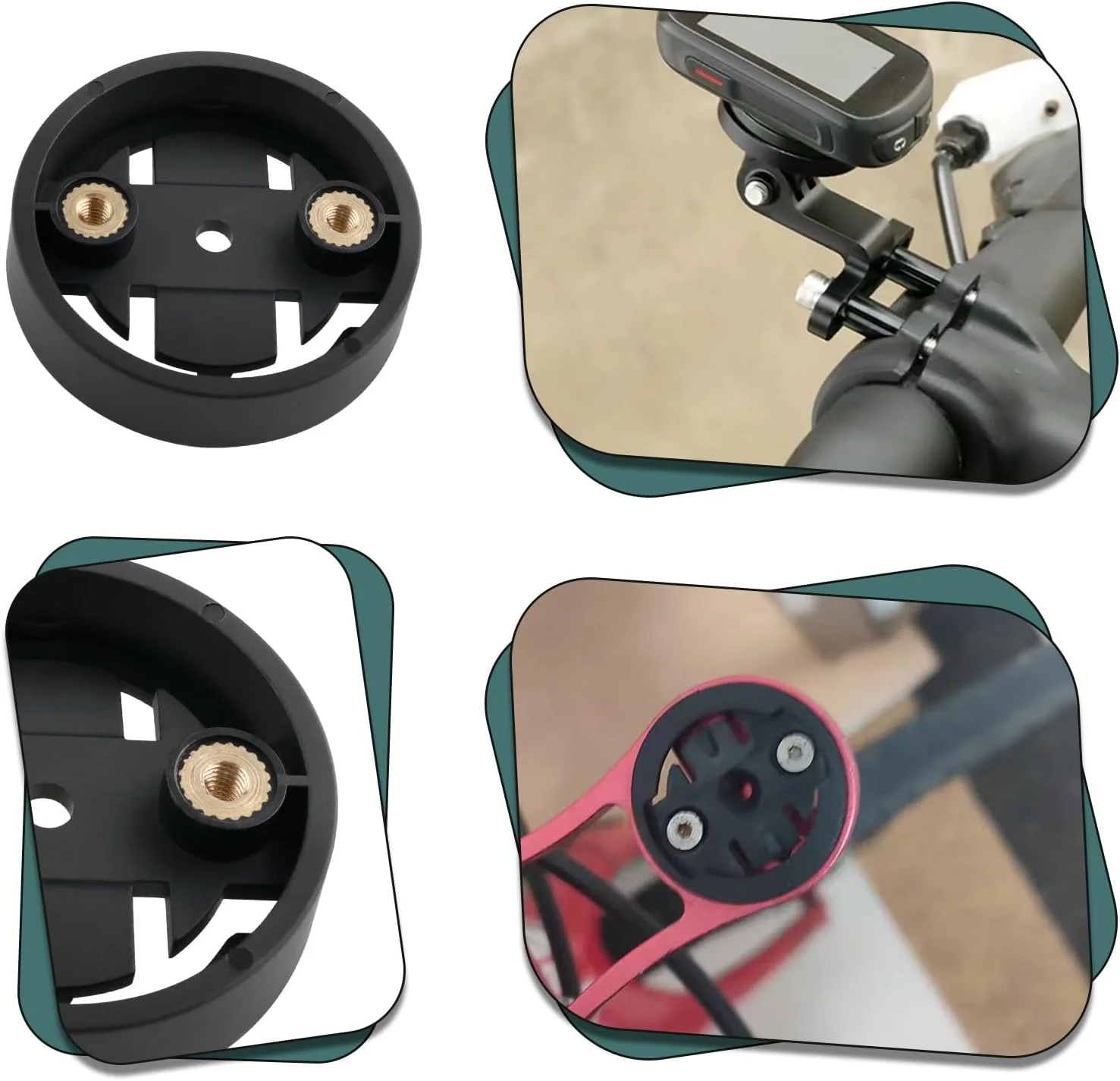 مجموعه 4 عددی پایه نگهدارنده کامپیوتر دوچرخه با آداپتور پایه ثابت، فاصله سوراخ 20 میلی متر، سازگار با پایه جلویی دوچرخه (مشکی)